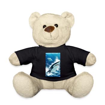 Hai | Weißer Hai | Meerestier | Fisch - Teddy - Schwarz - Vorne
