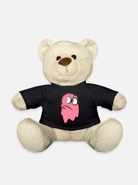 Funny fierce-looking ghost in pink - Teddy Bear - black