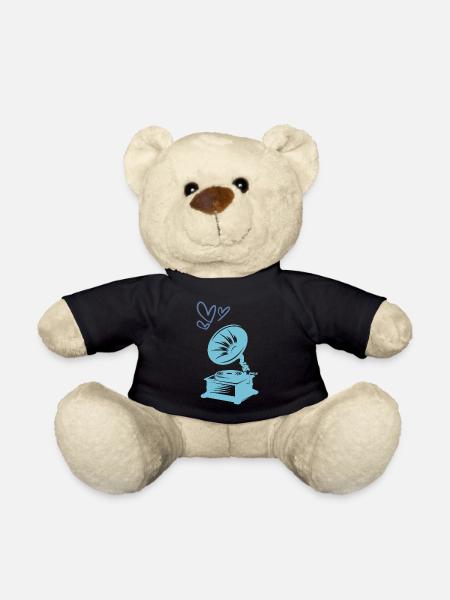 Music Gramophone Retro - Teddy Bear - black