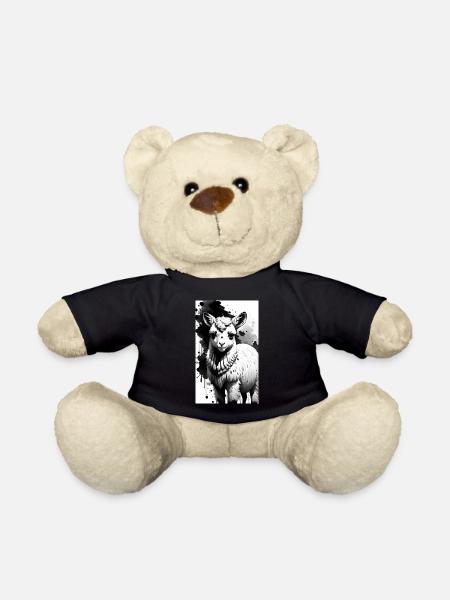 T-shirt en alpaga mignon - Nounours - noir