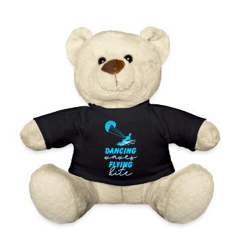 Kitesurfen Tanzende Wellen Kite Geschenk - Teddy - Schwarz - Vorne