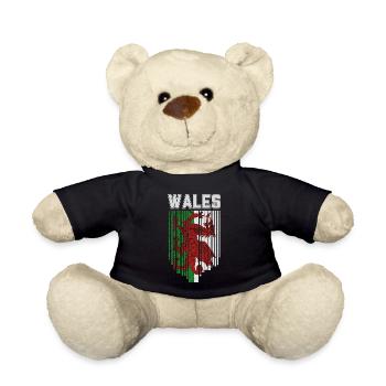 Flagge von Wales, walisischer Stolz - Teddy - Schwarz - Vorne