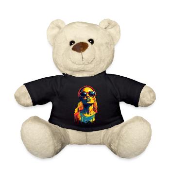 Schöne weibliche Malkunst Gesicht bunte Frau - Teddy - Schwarz - Vorne