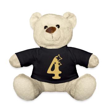 4 Jahre Jubiläum 4. Geburtstag Sternchen - Teddy - Schwarz - Vorne