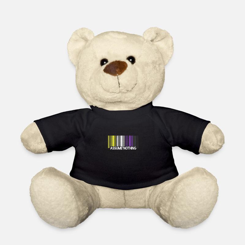 Assume Nothing Nonbinary Flag Barcode Enby - Teddy - Schwarz