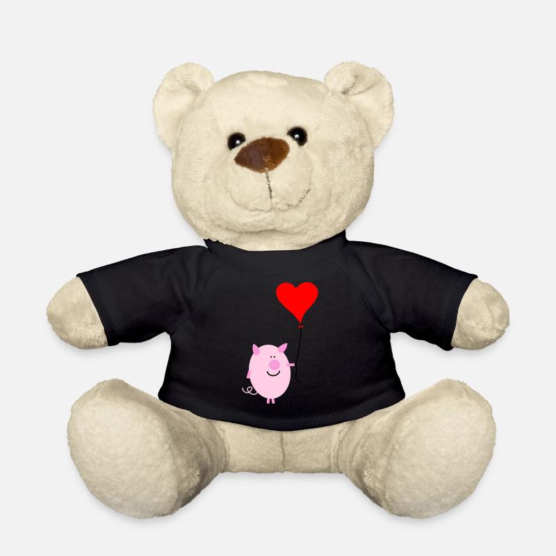 Schwein mit Herzluftballon - Teddy - Schwarz
