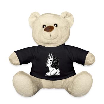 Skull Skull Horror Skeleton Halloween Geisha - Teddy Bear - black - Front