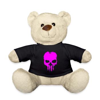 Crâne crâne horreur rose cadeau - Nounours - noir - Devant