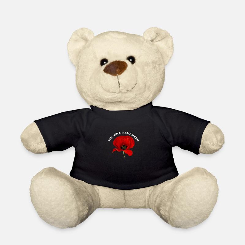 Veterans Poppy Remember The Fallen Remembrance Day - Teddy Bear - black