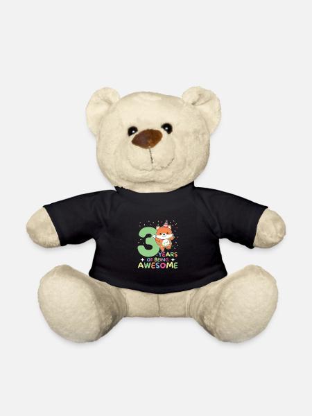 Fuchs zum 3. Geburtstag Kinder drei Jahre alt - Teddy - Schwarz