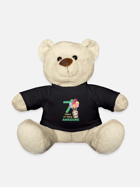 Faultier zum 7. Geburtstag Kinder sieben Jahre alt - Teddy - Schwarz