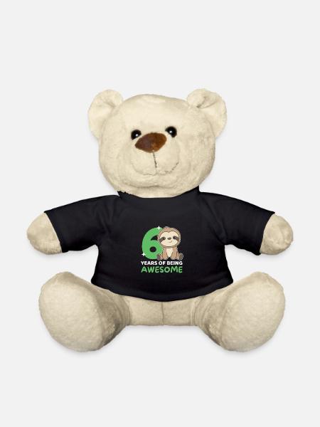 Faultier zum 6. Geburtstag Kinder sechs Jahre alt - Teddy - Schwarz
