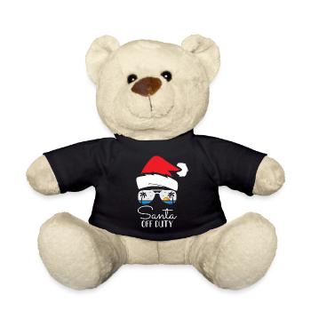 Funny Santa Off Duty Merry Christmas - Teddy Bear - black - Front