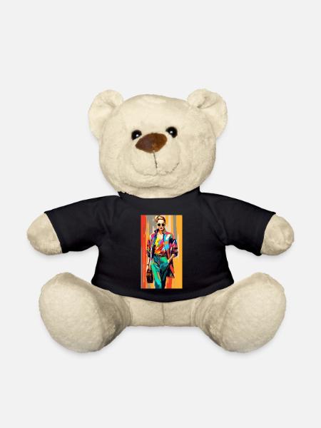 Business Woman Modern Pop Art - Teddy Bear - black