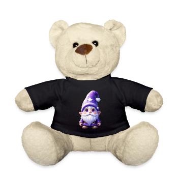 Purple Christmas gnome with pointed hat - Teddy Bear - black - Front
