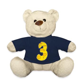 Number 3 - Three - Third - Teddy Bear - french navy - Front