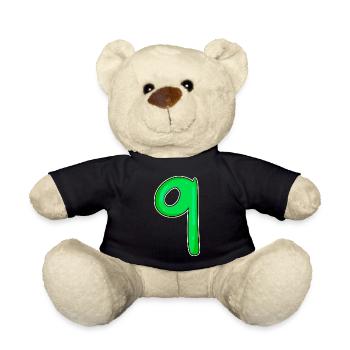 Number 9 - Nine - 9 Motif - Teddy Bear - black - Front
