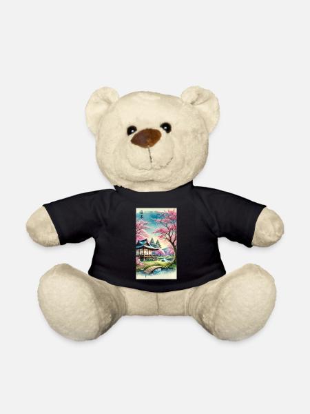 Japan church flowers otaku design - Teddy Bear - black