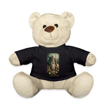 Mythischer Wikingerkrieger mit Hornhelm - Teddy - Schwarz - Vorne