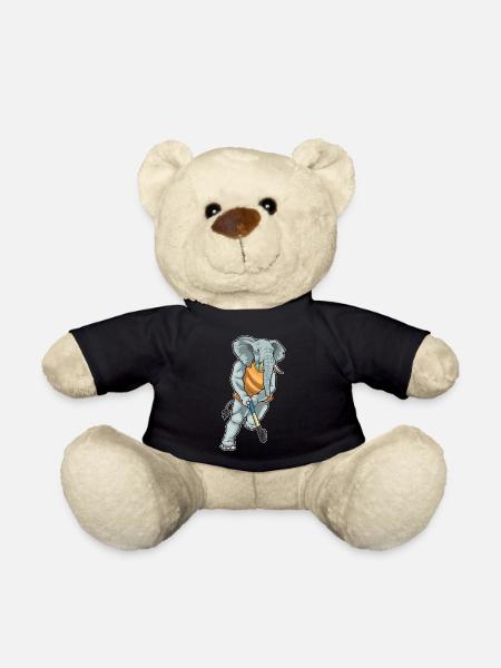 Éléphant de hockey sur gazon avec un bâton de hockey sur gazon - Nounours - noir
