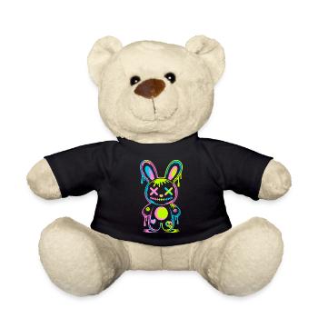 Creepy Cute Kawaii Bunny Neon Gothic Grunge - Teddy - Schwarz - Vorne