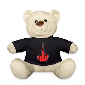 Mittelfinger Stingerfinger Bohrmaschine Design Rot - Teddy - Schwarz - Vorne