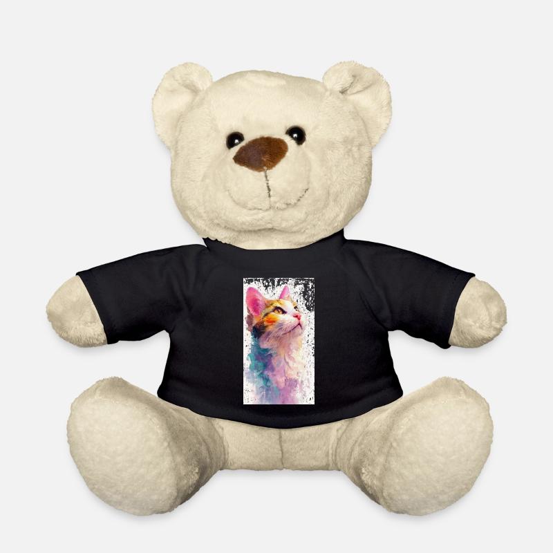 Chat aquarelle « Hope » – Chat aquarelle coloré - Nounours - noir
