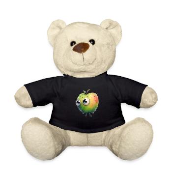 Niedlicher Apfel Charakter mit Kulleraugen - Teddy - Schwarz - Vorne