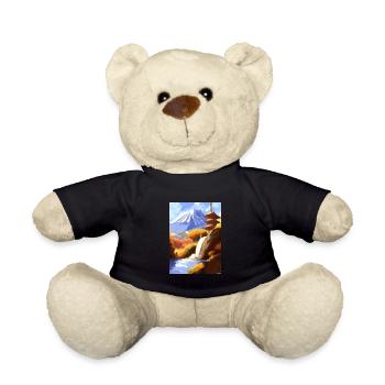 Japan Tower Wasserfall Gemälde - Teddy - Schwarz - Vorne