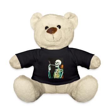 Skelett raucht eine Zigarette - Teddy - Schwarz - Vorne