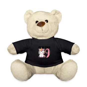 J’ai déjà neuf ans Licorne 9e anniversaire - Nounours - noir - Devant