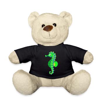 Colorful seahorse Sea creatures Sea creature reef - Teddy Bear - black - Front