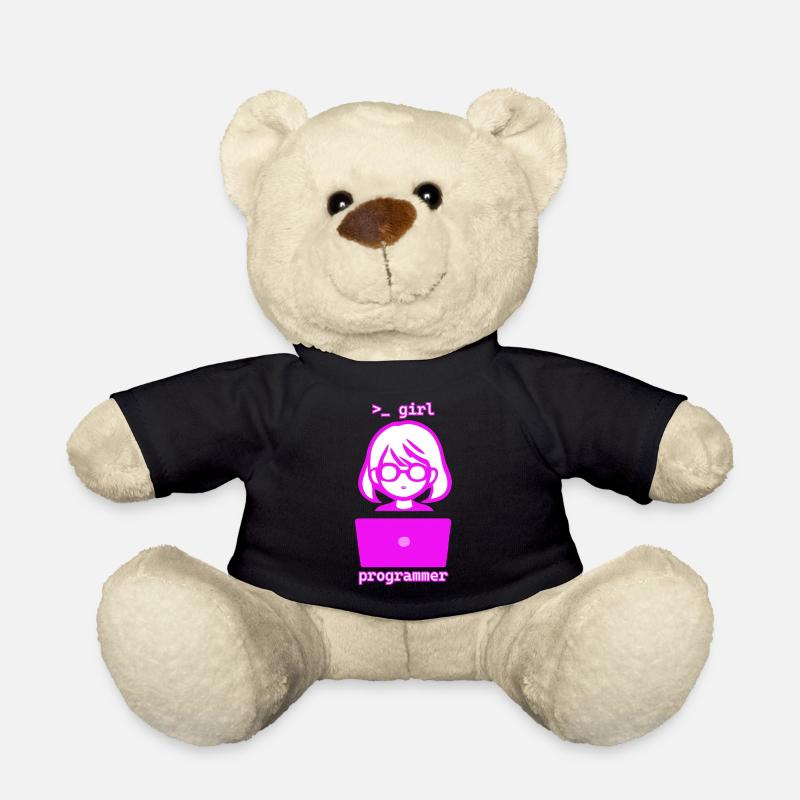 Frau mit Computer girl programmer - Teddy - Schwarz