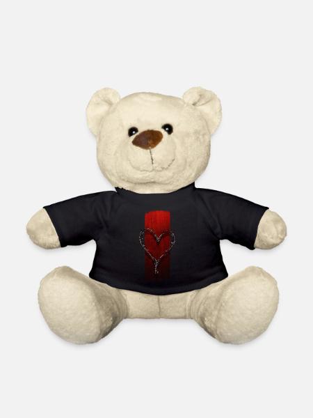 Résilience entrelacée : fil de fer barbelé en forme de cœur - Nounours - noir