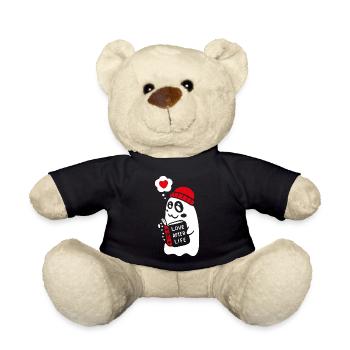Cute Ghost Reading Romantic Book - Teddy Bear - black - Front