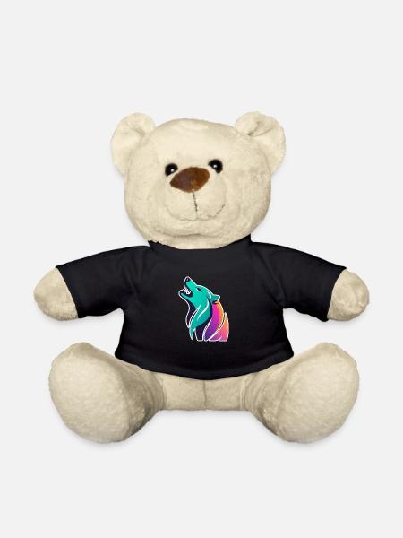 bunter stilisierter Wolf - Teddy - Schwarz