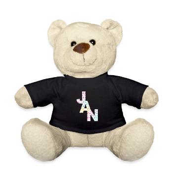JAN - Schöner Jungen Name mit Dinosaurier - Teddy - Schwarz - Vorne