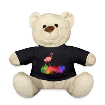 Flamingo splashes of color - Teddy Bear - black - Front
