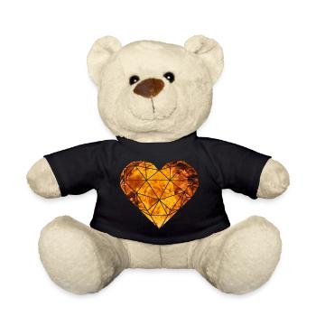 3D Herz Flammen Feuer - Teddy - Schwarz - Vorne