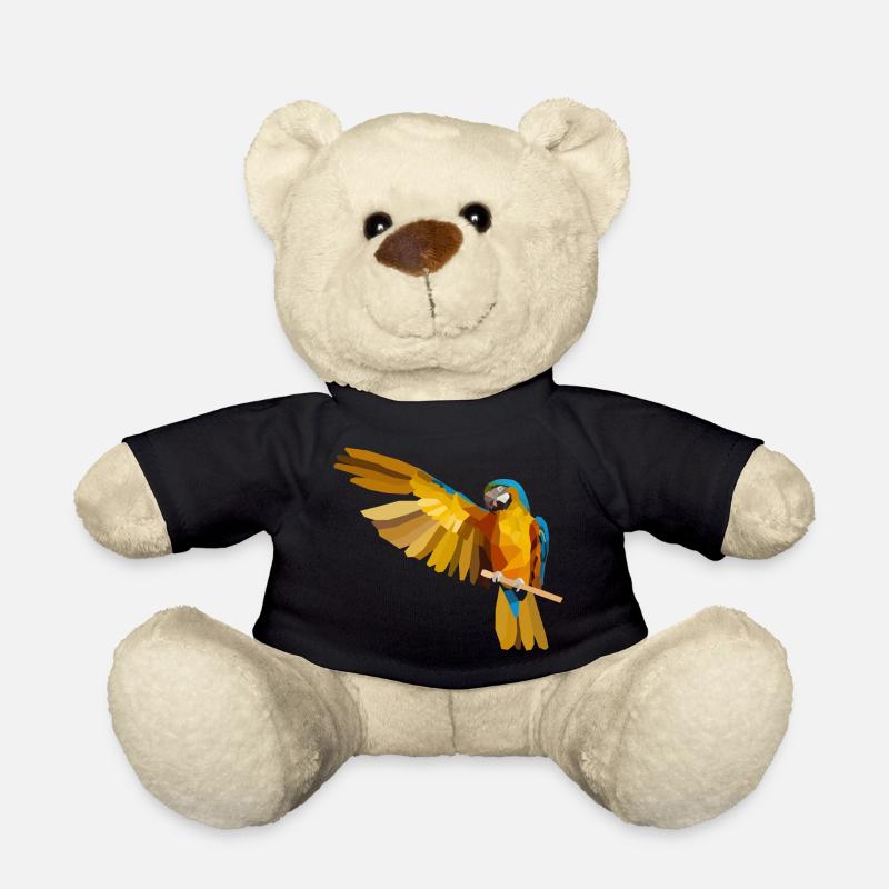 Schöner Papagei auf einem Ast mit großem Flügel - Teddy - Schwarz