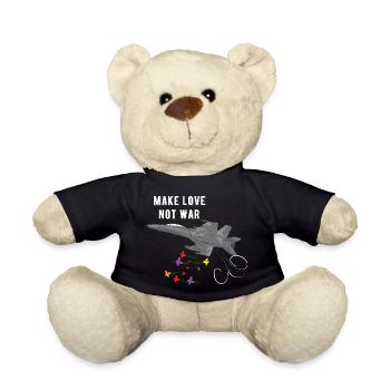 Faire l'amour pas fighter jet bombarder des fleurs - Nounours - noir - Devant