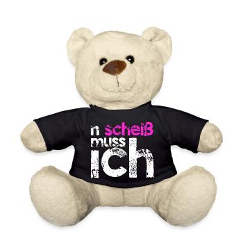 n scheiss muss ich Geschenkidee pink - Teddy - Schwarz - Vorne