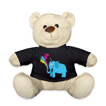 elefant mit einhorn,bunt,elefant,regenbogen,comic - Teddy - Schwarz - Vorne