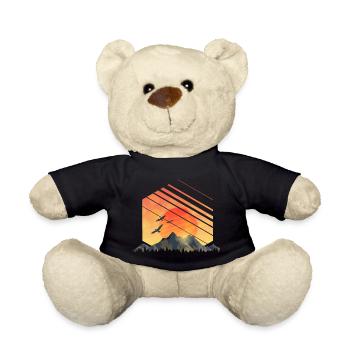 Sonnenaufgang Berge Campen Natur Geschenk Wandern - Teddy - Schwarz - Vorne