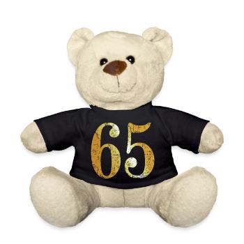 Nummer 65 (Vintage Goldgelb) 65. Geburtstag - Teddy - Schwarz - Vorne