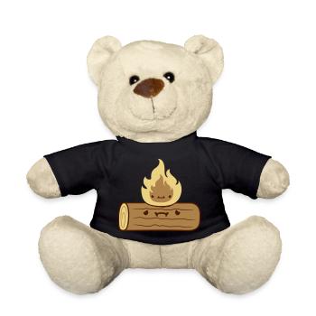 Clipart bois bûche brûle - Nounours - noir - Devant