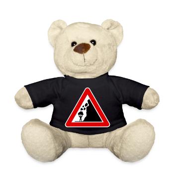 steinschlag, lustiges Verkehrszeichen Bodybuilding - Teddy - Schwarz - Vorne