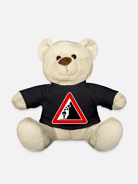 steinschlag, lustiges Verkehrszeichen Bodybuilding - Teddy - Schwarz