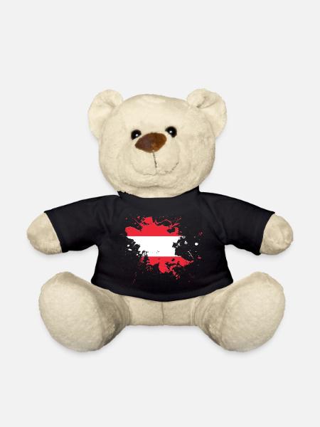 Oesterreich Flagge als Farbklecks - Teddy - Schwarz