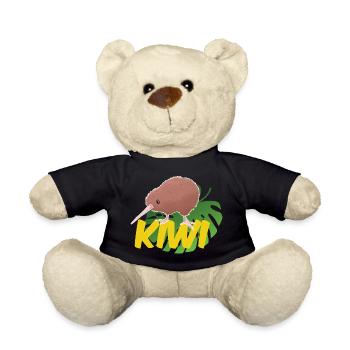 Kiwi on a leaf - Teddy Bear - black - Front
